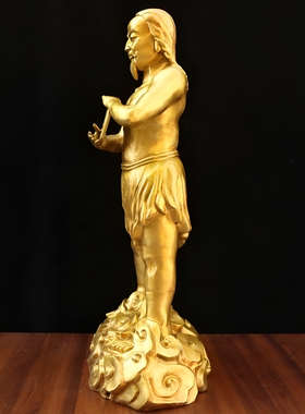 纯黄铜女娲伏羲铜像人王伏羲女娲补天八卦祖师爷铜像大号定做铜雕