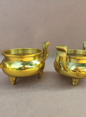 纯铜双耳香炉桌面摆件