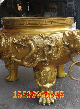 香炉纯铜祠堂寺院供奉九龙戏珠