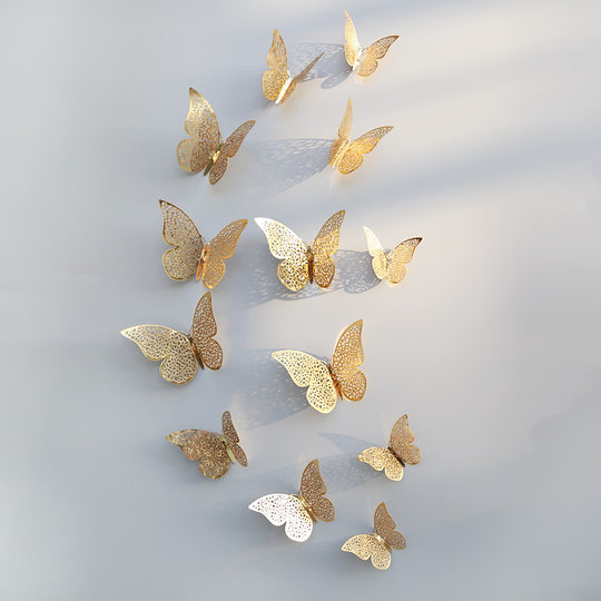 3D three-dimensional simulated butterfly metallic children's room sticker