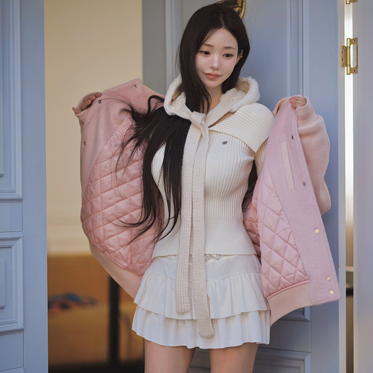 kindame韩国学院风粉色棒球服女宽松外套温柔韩系风夹克OR25W3406,淘宝优惠券,粉丝福利购,淘宝优惠卷