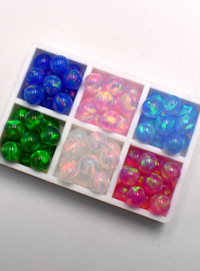 果冰欧泊圆珠极光澳宝散珠光珠吊坠耳钉欧珀宝石珠子陀螺珠DIY