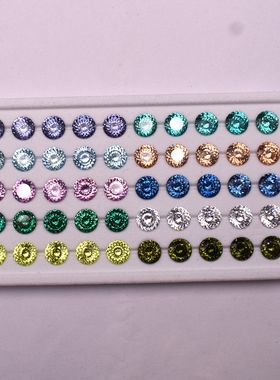 高碳鸟巢切宝石圆尖钻美甲钻超闪海蓝6mm8mmdiy耳钉配石锆石裸石