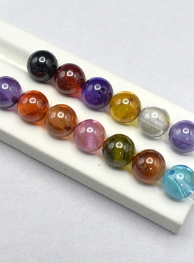 穿孔珠锆石圆珠多色6mm 8mm 10mm12mm散珠光面珠裸彩色锆石