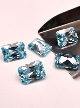 浅海蓝宝石长方形戒面裸石托帕石蓝合成锆石海兰宝石裸石平安石