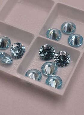 浅海蓝宝石蓝色圆形小碎钻裸石海兰宝石圆钻饰品镶嵌补钻配石diy