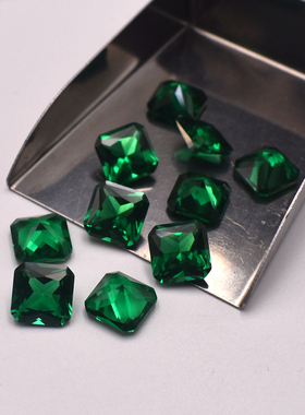 正方形祖母绿宝石戒面宝石纳米绿正方形裸石diy首饰戒指戒面配石