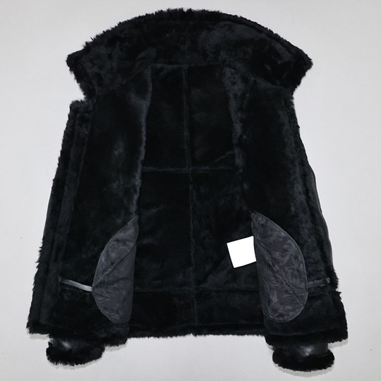 男女厚原生态绵羊皮毛一体真皮皮衣休闲翻领短款飞行服夹克外套欢