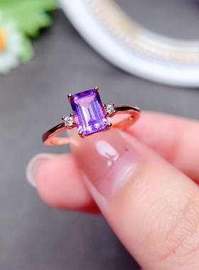 天然紫水晶戒指宝石时尚女