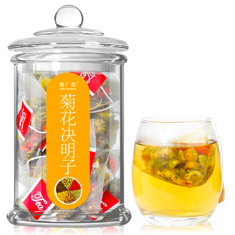 聚广德旗舰店菊花枸杞决明子茶清肝养肝牛蒡根金银花清火花茶组合罐装熬夜养生0