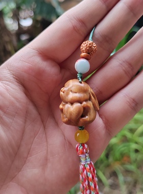 绿檀木爱心兔子创意设计流苏手机