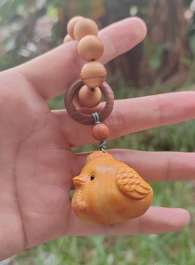 崖柏木雕生肖小萌鸡手捻手把件手