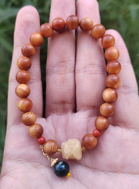 崖柏手串醒狮款单圈手链国风吊珠