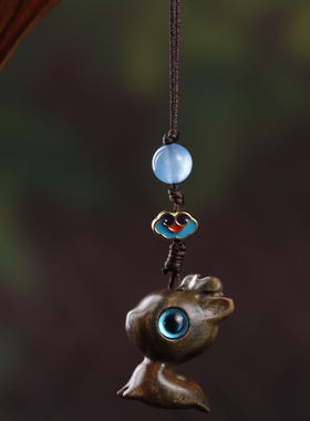 卡通可爱芭比檀香木一鹿平安挂件绿檀钥匙扣跳跃鹿手机链创意挂饰