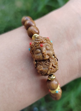 绿檀木手串度母配饰民族风禅意单