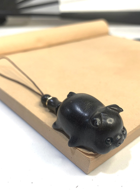 黑檀木小福猪吊坠男女项链生肖猪