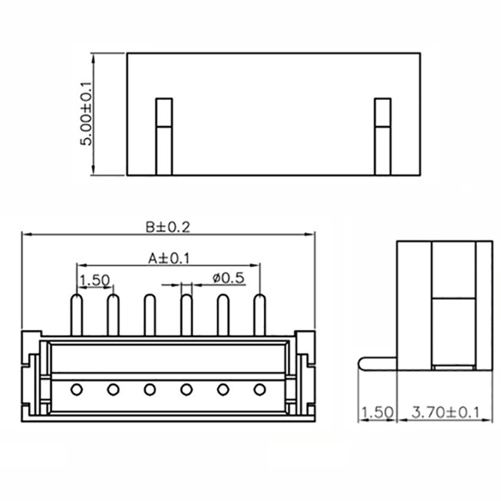 卧贴 ZH1.5 间距 1.5MM 连接器 2P/3P/4P/5P/6P/8P 卧式贴片插座 - 图3