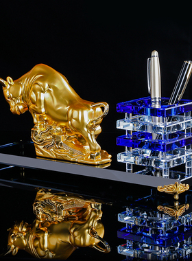 水晶牛生日牛摆件招财风水牛气冲天公司办公室前台客厅新年礼品