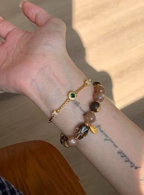 中古复古金色花朵手链