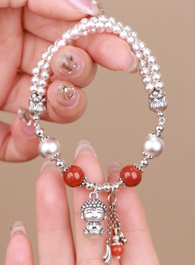 浪漫传说莲花小弥勒佛手链女