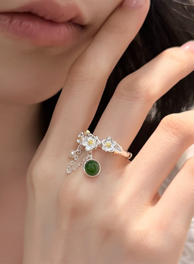 甄媛银饰栀子花立体花朵戒指女