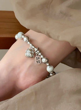 甄媛银饰女纯银简约手链