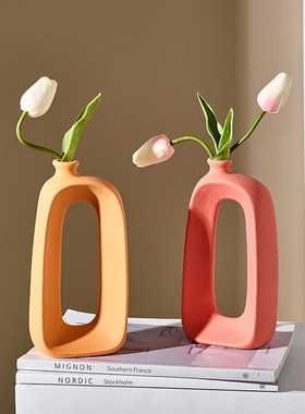 ins风陶瓷花瓶摆件客厅插花现代简约餐桌干花玄关电视柜装饰花器