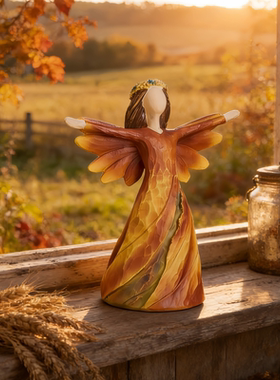 怀旧天使复古田园亲子人物玄关客厅电视摆件高级感创意艺术装饰品