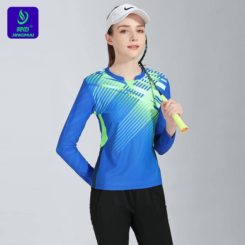 2025秋季新款竞迈长袖羽毛球服女套装网球服运动服透气速干显瘦 - 图3