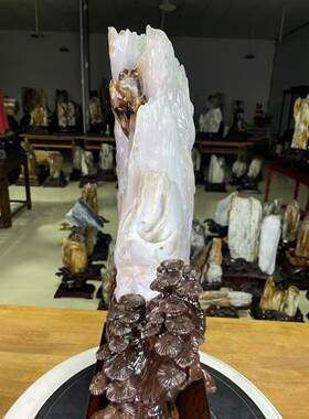 天然精美树化玉摆件绿色带树结木化玉硅化木桌面高端奇石观赏石