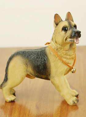 仿真德国牧羊犬汽车家居装饰工艺品桌面摆件树脂小狗狗模型礼物