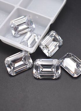 12X16mm高品质白色透底长八角钻切锆石裸石饰品鞋包镶嵌补钻配件