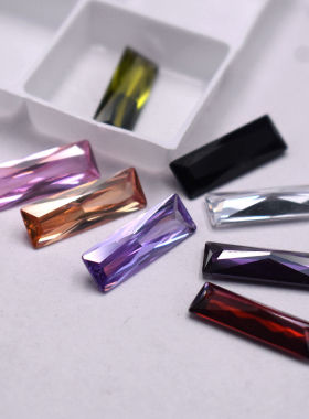 5x20mm超大号长方形5x15mm锆石裸石合成宝石皓石戒面镶嵌补钻配件