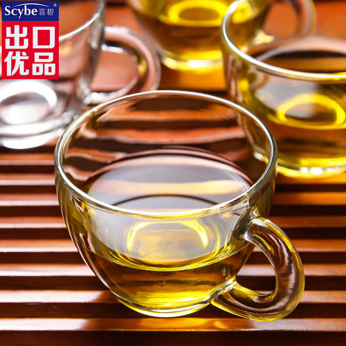 scybe喜碧玻璃茶杯小杯子套装带把耐热功夫小茶杯玻璃茶具12只装-图2