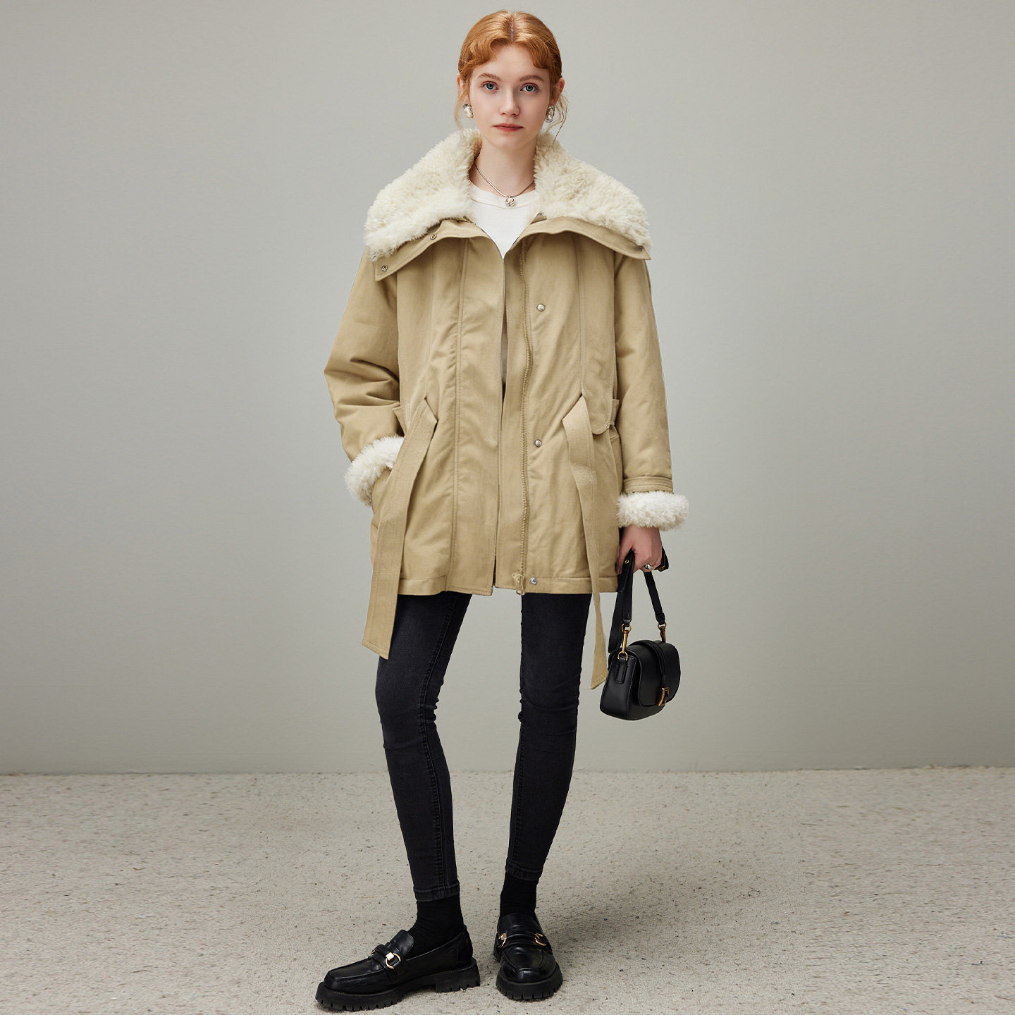 dfvc休闲工装仿羊羔毛派克服女2025冬季新款中长翻领宽松保暖外套,淘宝优惠券,粉丝福利购,淘宝优惠卷