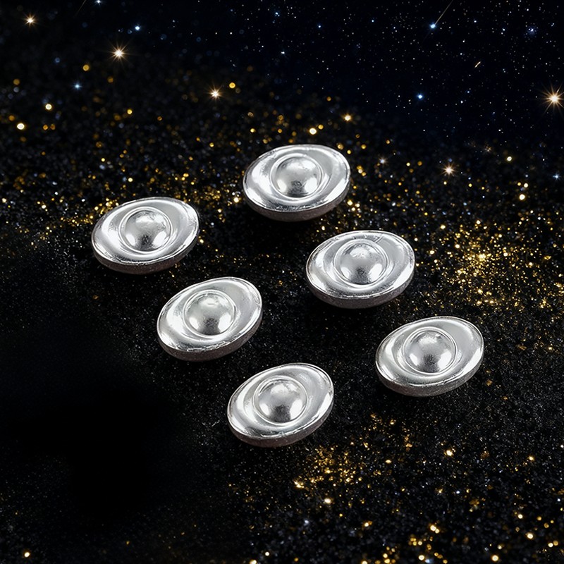 铂西欧银饰999足银实心迷你银元宝小元宝手工DIY饰品配件银珠子 - 图0