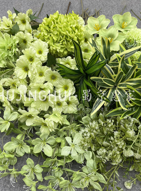 森系仿真花绿色系路引挂花布置森系绿植婚庆仿真花客厅装饰花艺