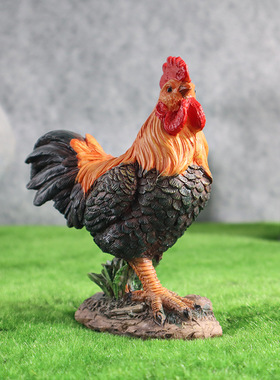公鸡母鸡雕像摆件农场仿真庭院草坪花园景观装饰品树脂工艺品