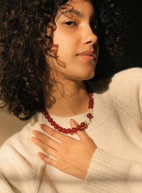 黑布林/焙茶百搭毛衣链串珠项链