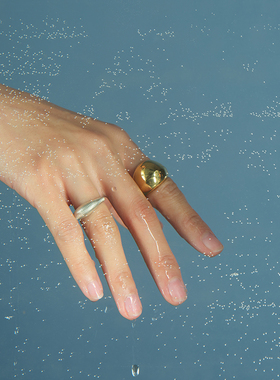 简约大小号三角戒指925银