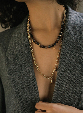 法式项链虎眼石琉璃手链串珠