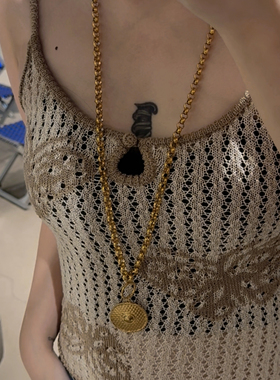 HARPIE金色圆形金饼复古项链