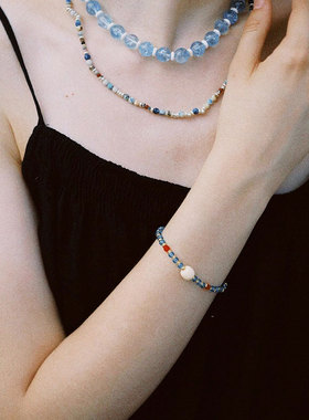 Waki撞色叠戴串珠清爽时尚百搭