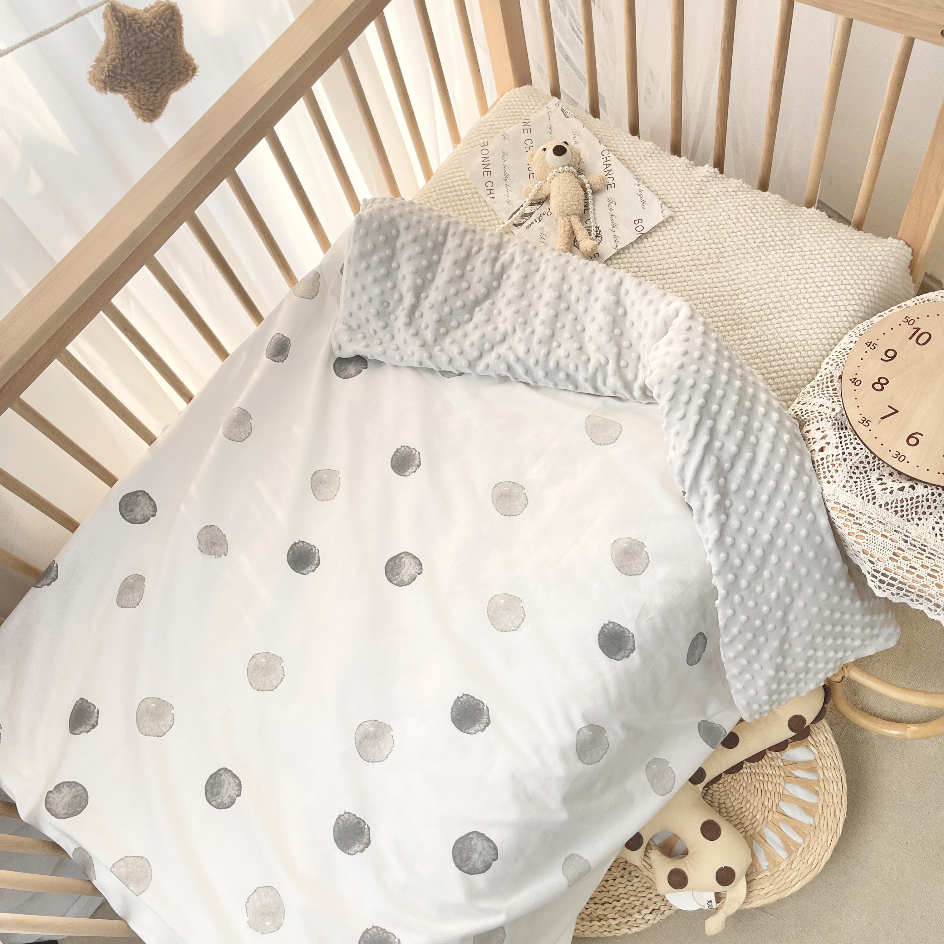 婴儿豆豆毯子被套纯棉a类豆绒宝宝儿童幼儿园120x150cm定做被罩 - 图1
