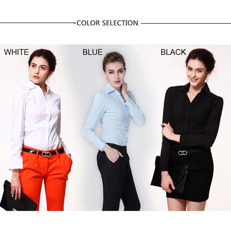 lus Size Solid Color urn-down Collar V e oduit Women Shirts - 图0