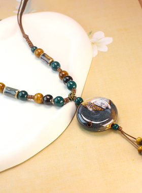 新中式国潮风时尚陶瓷锁骨项链