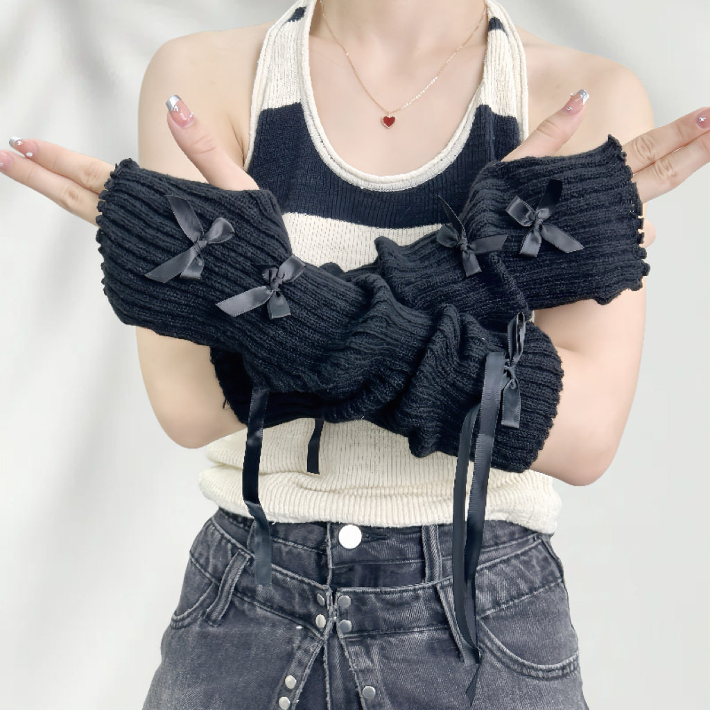 跨境新年圣诞节礼物红色针织手臂套女生保暖袖套甜美露指手套毛线,淘宝优惠券,粉丝福利购,淘宝优惠卷