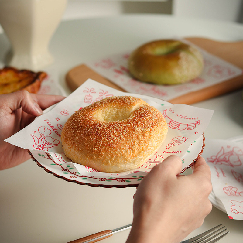 新年happy红色防油纸蛋糕垫纸硅油吸油纸汉堡面包纸烘焙托盘油纸,淘宝优惠券,粉丝福利购,淘宝优惠卷