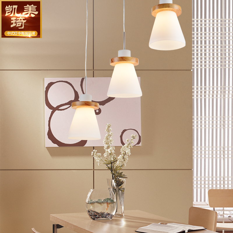 日式吊灯餐厅灯三头创意个性吊灯简约北欧韩式吧台灯田园木质灯具-图0