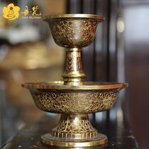 Nepal Red Copper Sculpture Flower Hair Care Cup Eight Auspicious Hair Care Cup Engraving Auspicious Eight Treasures